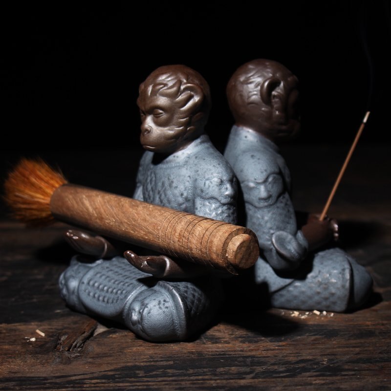 Monkey King Tea Pet Stick Incense Burner Kungfu Tea Set Ornament Qi Tian Da Sheng Pottery Holder Sun WuKong Home Decor