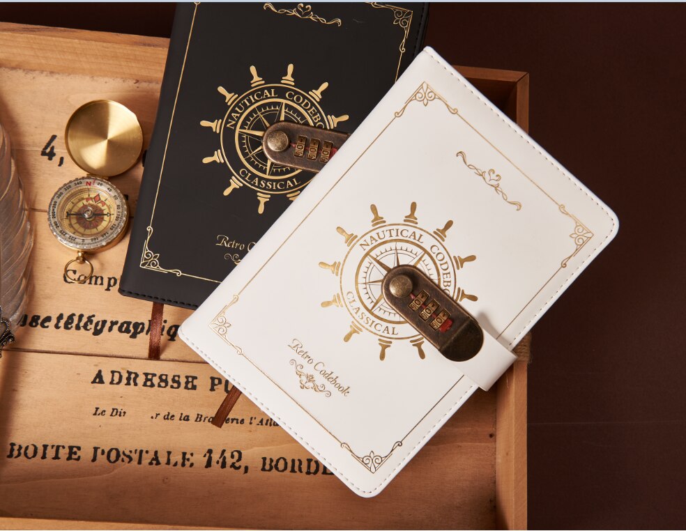 A5 Korea Retro Notebook Password Book with Lock School Office Supplies Stationery Personal Diary Journal Cover planner