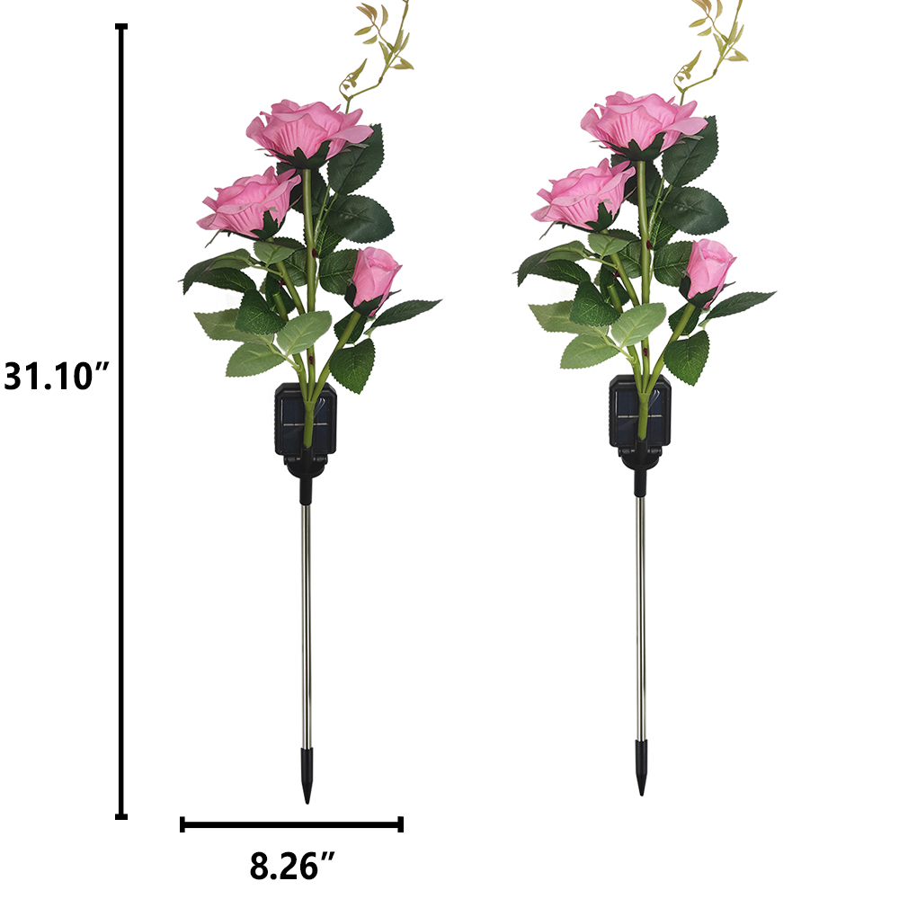 Solar LED Rose Light Outdoor Waterproof Yard Lamp LED Artificial Flower Light Courtyard Landscape Light Garden Decoration: ROSE