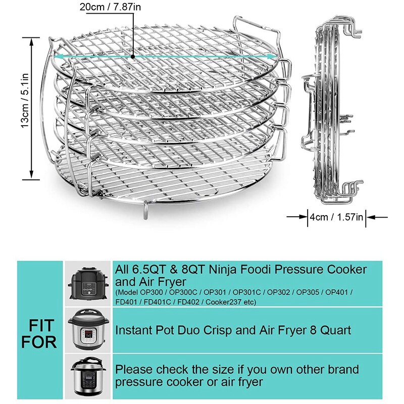 Accessories for Ninja Foodi 6.5 & 8 Qt Pressure Cooker Dehydrator Rack Stand for Dehydrating Steaming and Frying