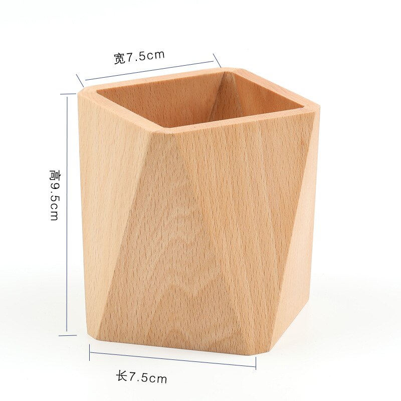 Nature Walnut Wood Pen Holder Desk Writing Stationary Organizer Wooden Writing Materials Holder Office School Supplies: Beech diamond