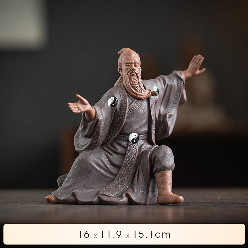 Artesanías de arcilla púrpura de estilo Zen chino, Tai Chi, Zhang Sanfeng, figuras legendarias, adornos, muebles para el hogar, decoraciones para la vida: Verde claro