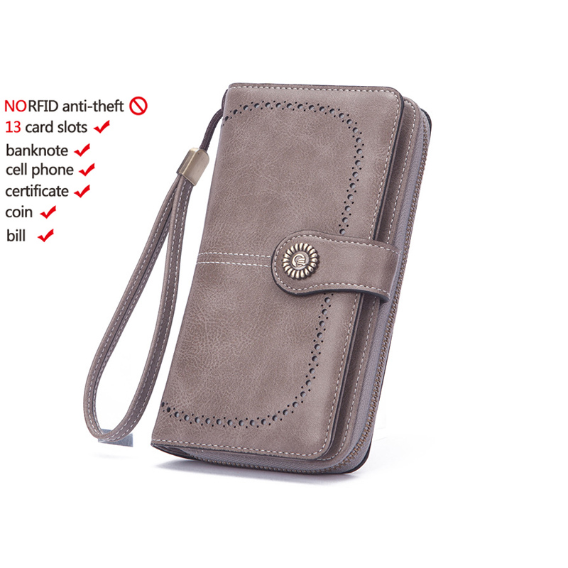 Naisten lompakko rfid varkaudenesto nahkalompakot naisille pitkä vetoketjullinen suuri naisten clutch-laukku naisten käsilaukku korttikotelo: Vaaleanvihreä