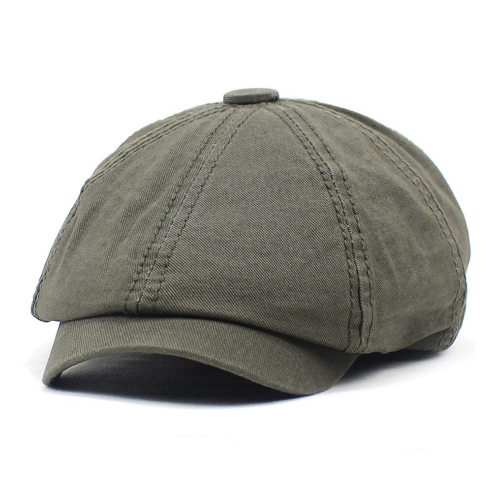 SHOWERSMILE Men Newsboy Cap British Style Brown Solid Octagonal Hat Cotton Men's Beret Casual Autumn Vintage Flat Cap