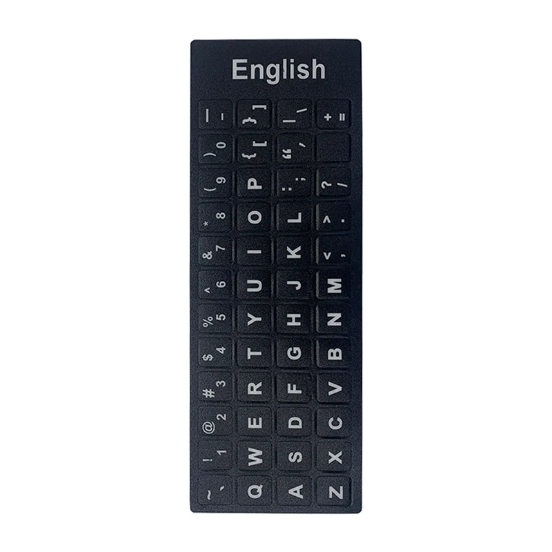 Udskiftningsklistermærke med tastaturbogstaver engelsk/russisk/koreansk/spansk/italiensk/sprog til computer bærbar notesbog desktop: Sort