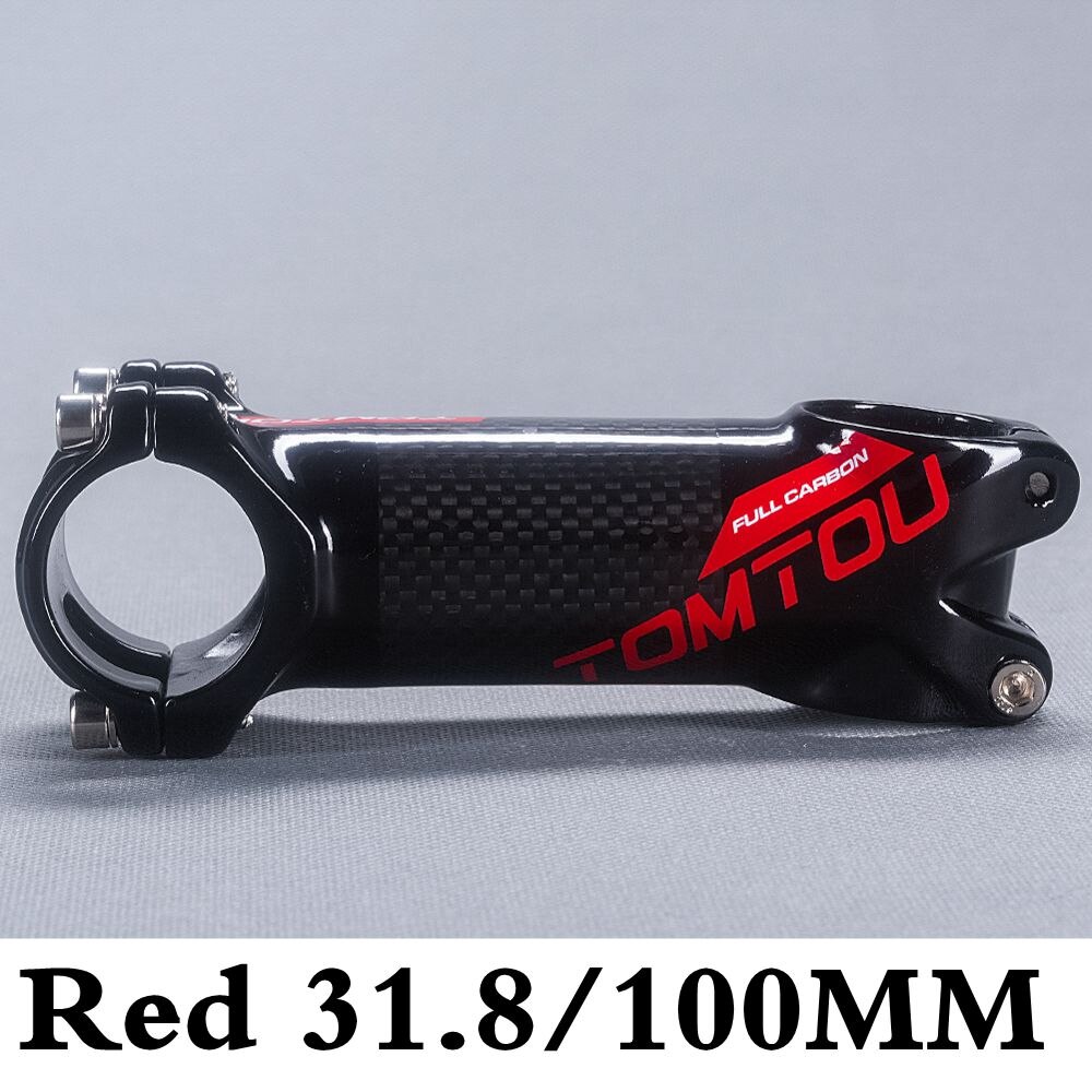 TOMTOU Bicycle Mountain Stem Carbon Fiber + Aluminum Bike MTB or Road Stem 60/70/80/90/100/110/120mm 3K Glossy Red - T71T40: 100mm