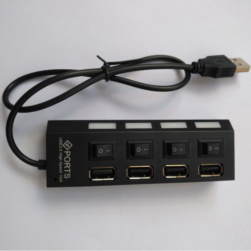 4 -poorts usb-hub splitter usb 2.0- hub led met 4 on/ uit-schakelaars voor tablet, laptop, computer en notebook