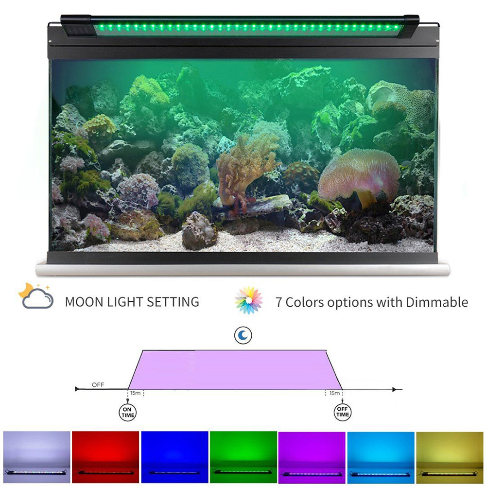 aquarium light led decoration with Aluminum Alloy Shell Extendable Brackets External Controller for Freshwater fish tank light