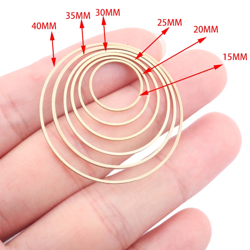 30Pcs Raw Brass Earring Charm Circle Ring Round Hoop Connector Dream Catcher Link O Ring Jewelry Making DIY Earrings Findings