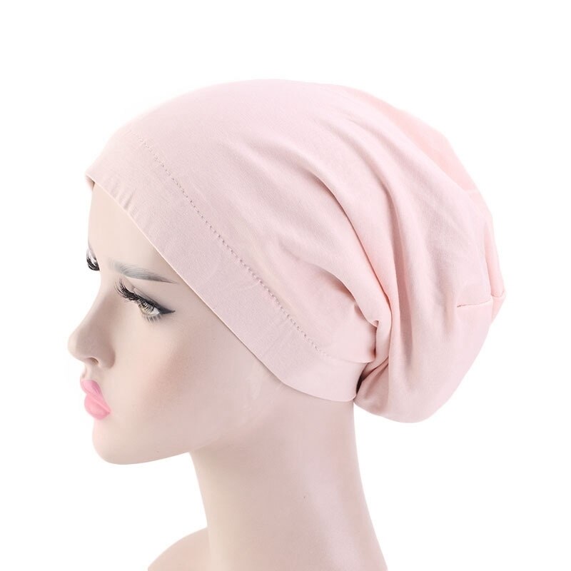 Kvinnor satin foder chemo hår keps elastiskt band nattsömn mössa cancer mössor kepsar huvudbonader hårstyling accessoarer: Rosa