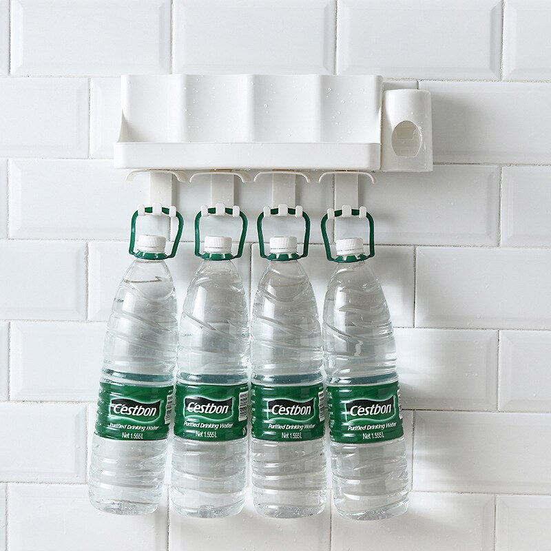 Multifunctional Toothbrush Holder with Cup Wall Mounted Bathroom Organizer Toothpaste Dispenser Plastic Storage Rack Soap Holder