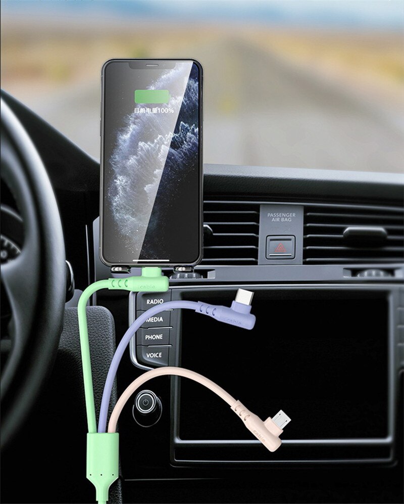 3 w 1 typ C 8Szpilka mikro USB silikonowy kabel robić iPhone 11 Xr 8X7 6 6S plus iOS 10 9 8 Samsung Nokia USB szybkie ładowanie kable