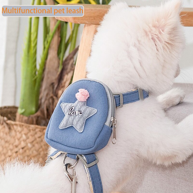 Halsband Leash Set Verstelbare Puppy Harnas Huisdier Harnas Voor Kat En Hond Zachte Halsbanden &amp; Leads Met Leuke rugzak