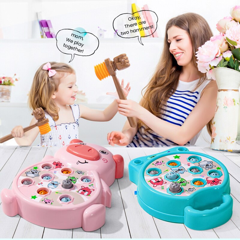 Juego eléctrico de hámster para niños, máquina de juegos para niños, interacción entre padres e hijos, juego de percusión de escritorio para educación temprana para bebés de 1 a 3 años