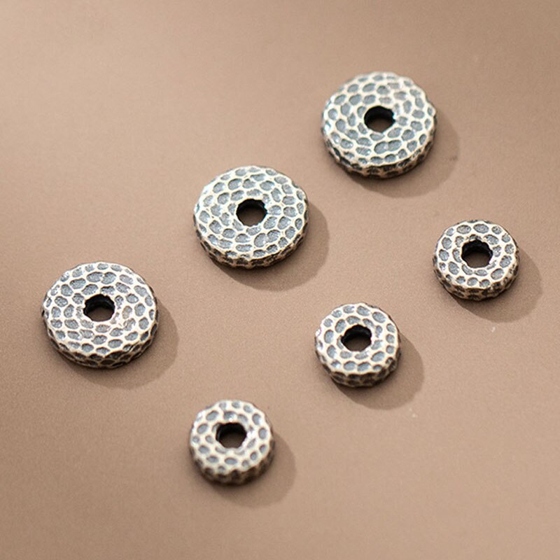 2pcs 925 Sterling Silver Craftwork Matte Flat Round Bead Spacers Dia 5 6 7 8mm Handmade Beading Spacer Separation DIY Jewelry: 7mm hole2mm