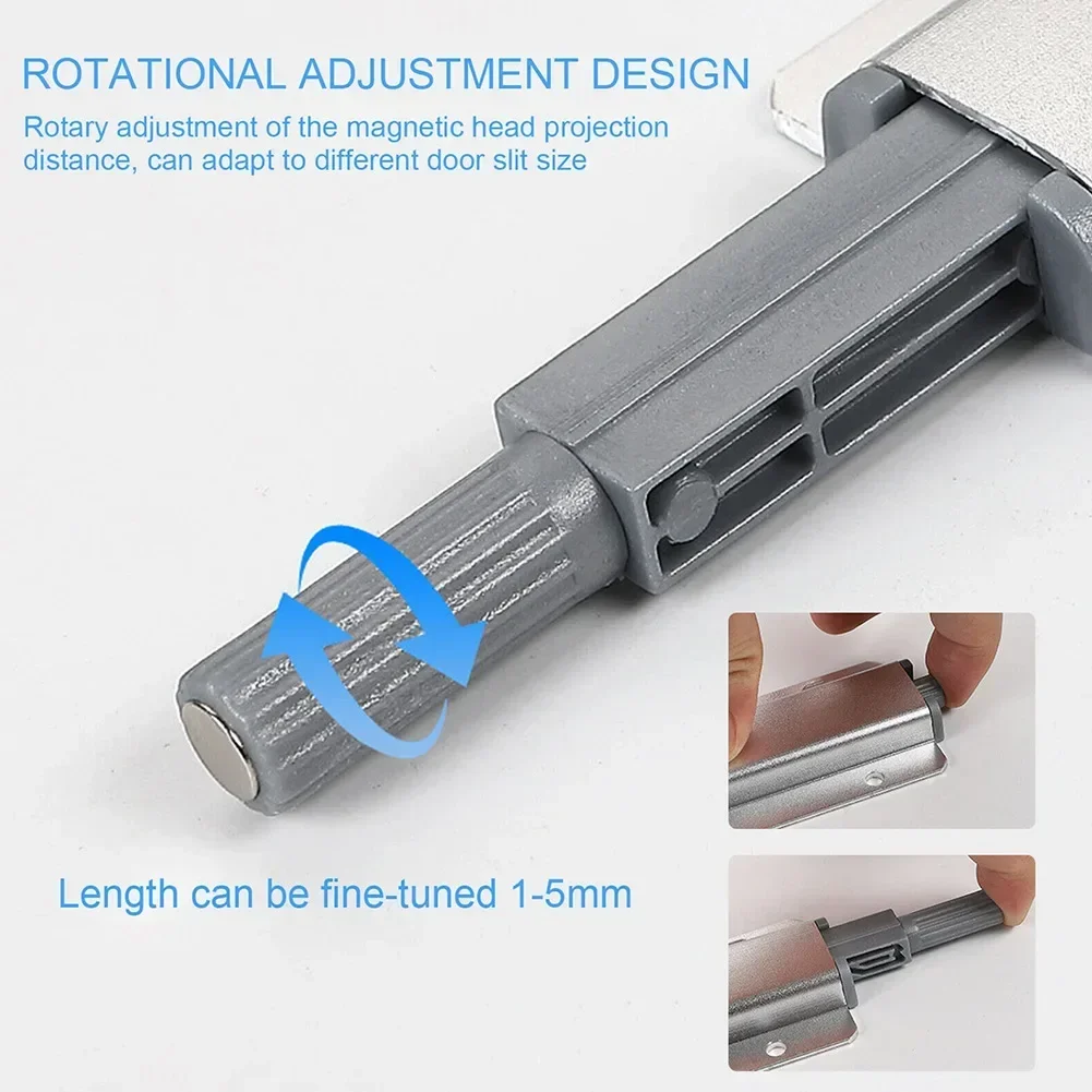 Heavy Duty Metal Push To Open Catch Cabinet Door Kitchen Wardrobe Hardware Aluminum Alloy Magnet Catch System Damper Buffer