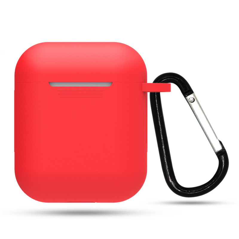 Wireless Bluetooth Kopfhörer Abdeckung für Airpods Bluetooth Headset Silikon Fall Dropproof Wasserdichte Gürtel Haken Fall Hängen Schnalle: Red