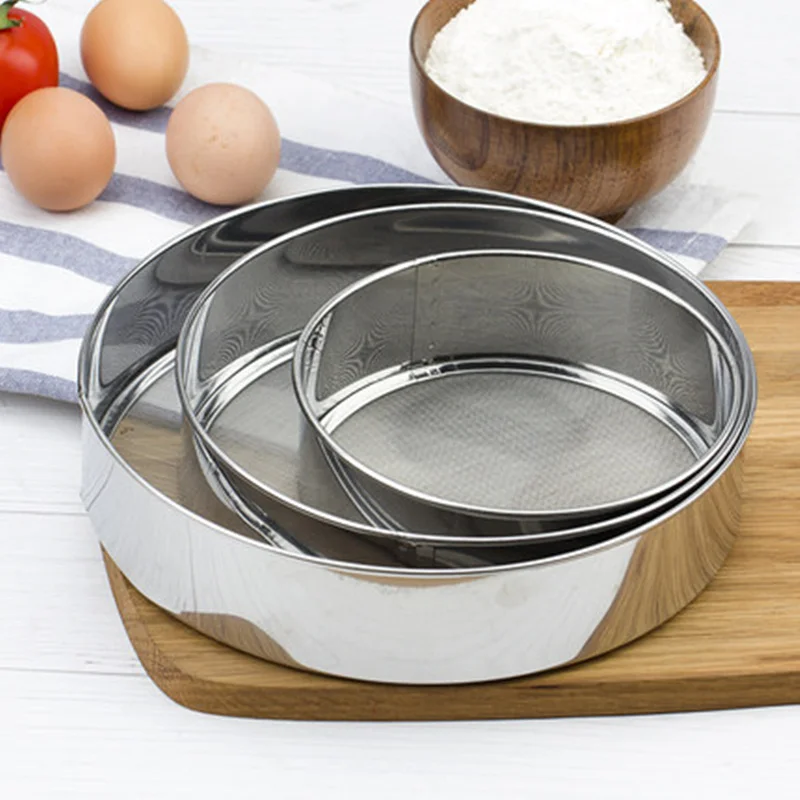 Feinmaschiges Mehlsieb für die Küche, professionelles rundes Mehlsieb aus Edelstahl, Sieb, ideal zum Backen von Tee in der Küche