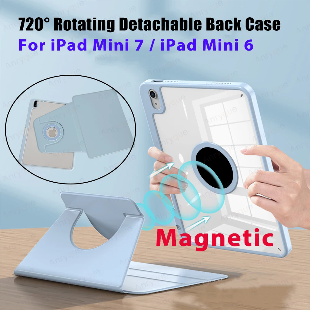 Afneembare magnetische hoes voor iPad Mini A17 Pro hoes voor iPad Mini 7 8,3 inch tablethoes Mini 6 opvouwbare folio cover potloodhouder