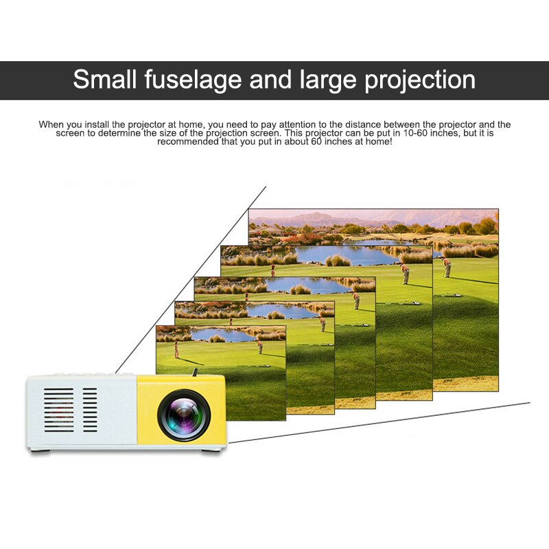 Projector Mini Portable Home Theater Office HD 1080P Entertainment Built-in Speaker PUO88