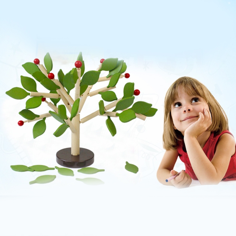 77HD Brain Game Wooden Blocks Toy Inserting Leaves Educational Play Preschool Table Toy Best