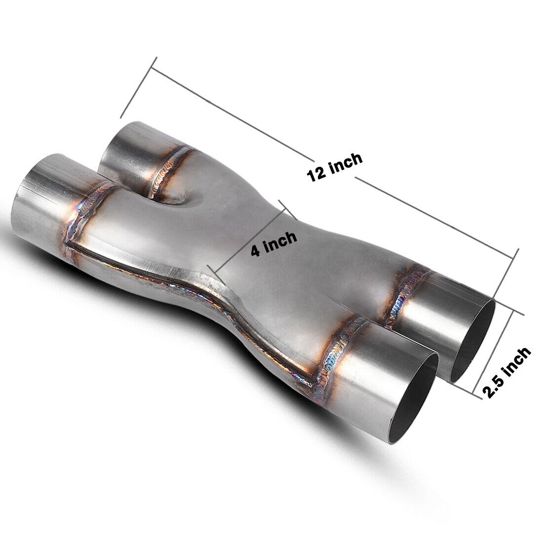 Dual 2.5" X Pipe Universal Stainless Steel Stamped Crossover Exhaust Tail Pipe