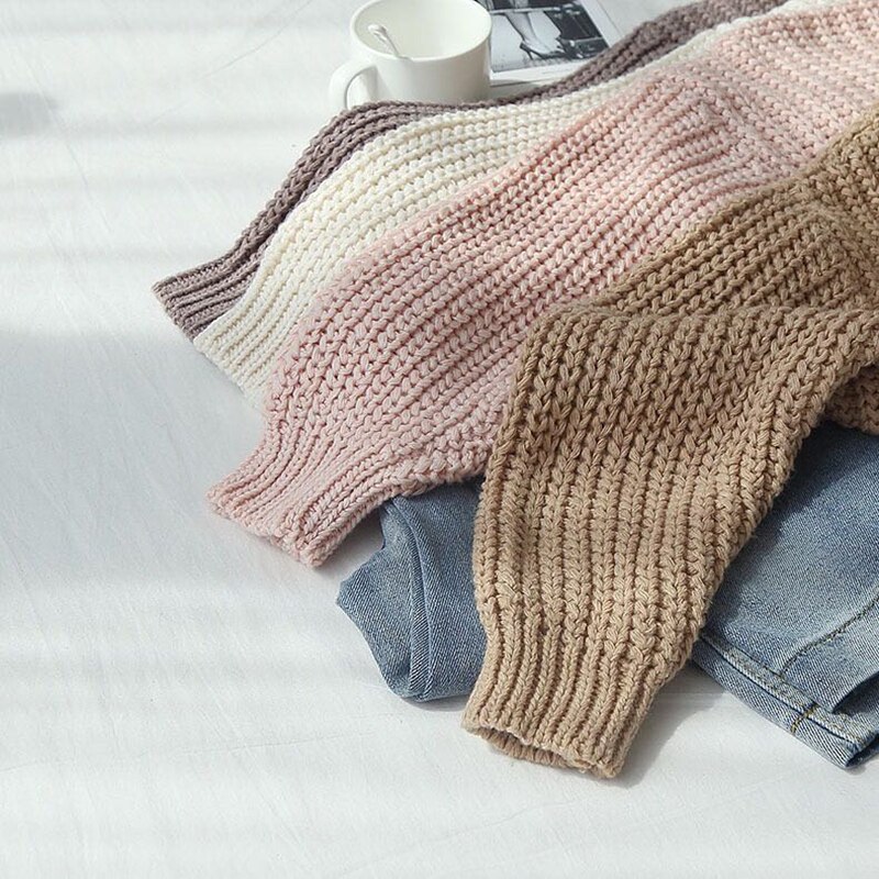 Høst dame retro stil ensfarget en knapp løs v-hals strikket cardigan genser damejakke rosa hvit