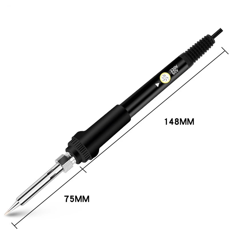 Soldering Iron 60W ON/OFF Switch Adjustable Temperature Electric Solder Iron Rework Station Mini Handle Heat Pencil Welding Tool: black / EU