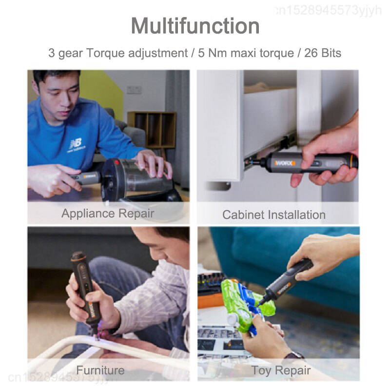 Xiaomi-Mini destornillador eléctrico Worx WX240.1, 4V, inalámbrico, inteligente, recargable por USB, mango con 28 juegos