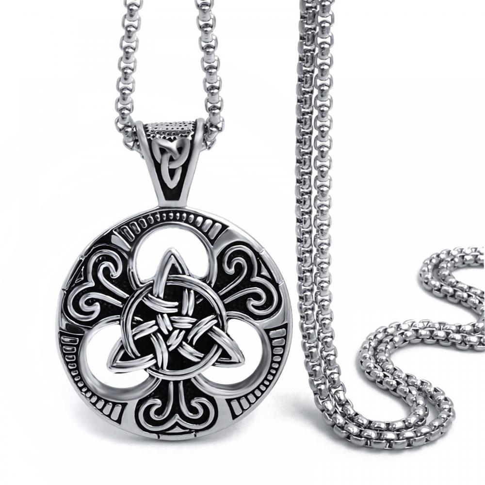 Men's necklace retro nordic viking celtic knot symbol pendant punk locomotive jewelry: A4001