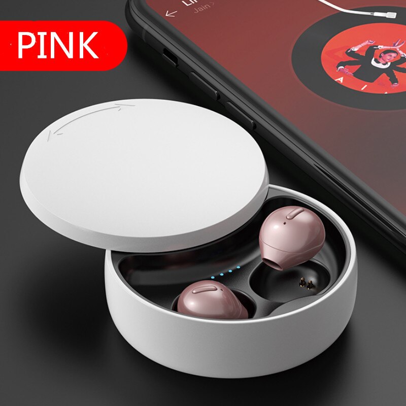 Ultra mini draadloze dual tws oordopjes  x21s verborgen kleine bluetooth onzichtbare oordopjes 3 uur muziek afspelen met oplaadcase: X21s roze
