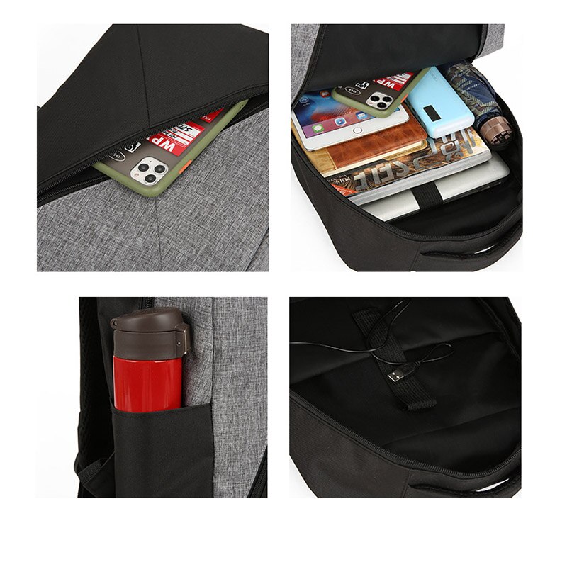 NANCY TINO Sac À Dos Pour Ordinateur Portable En Tissu Oxford Hommes Et femmes Multi-fonctionnelle USB RECHARGE Sac À Dos Sac D'affaires Costume 3 pièces