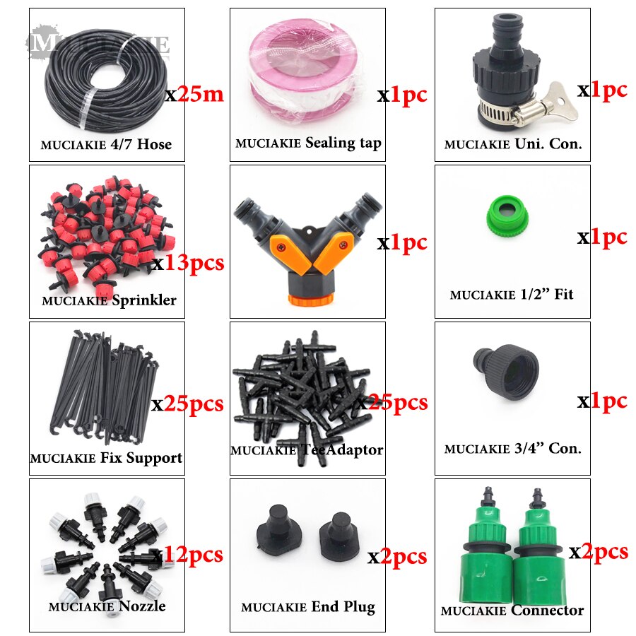 MUCIAKIE 30 M 25 M 20 15 10 M Garten Beschlagen Sprinkler Bewässerung System Bewässerung Bausätze mit Einstellbare Nebel sprühen tropf Stecker: FxAB310CL