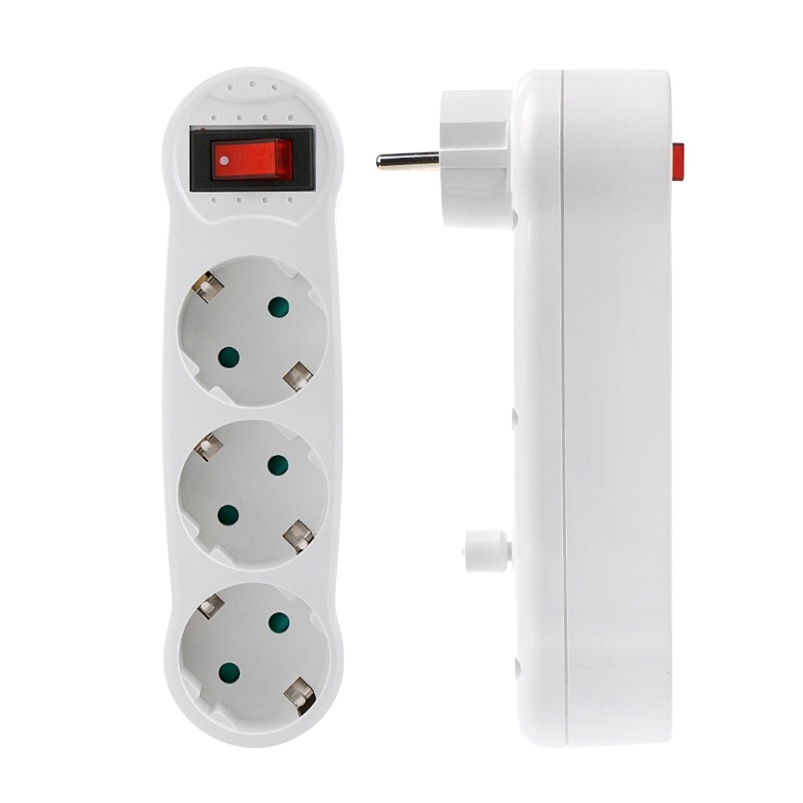 European Standard Three Socket 2 Round Plug 3 Hole Socket With Switch On Off Wall Charger Adapter Power Outlet White Sockets