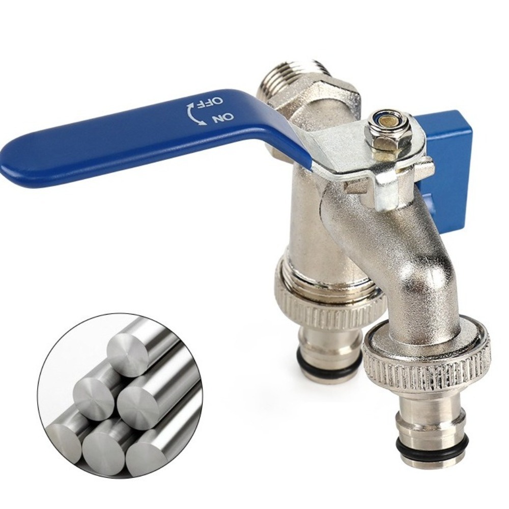Joli de vanne d'arrosage de jardin à double tête, robinet d'évier en alliage fileté, accessoire de machine à laver