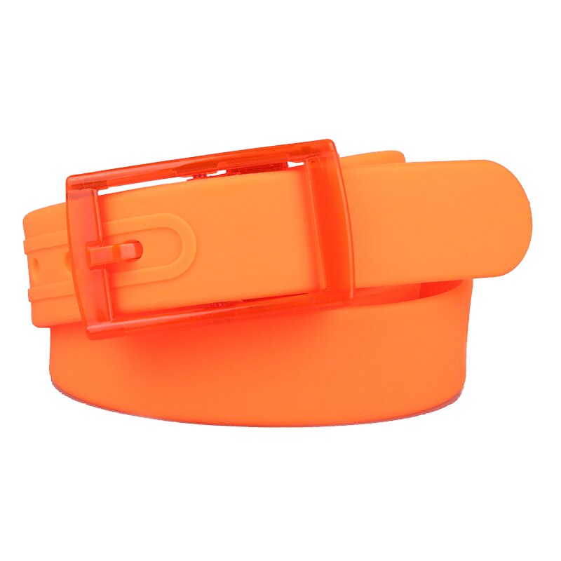Candy Colors Jelly Rubber Plastic Buckle Belts Adjustable Unisex Women Men Silicone Belt Student Jeans Pants Straps Wristband: Orange