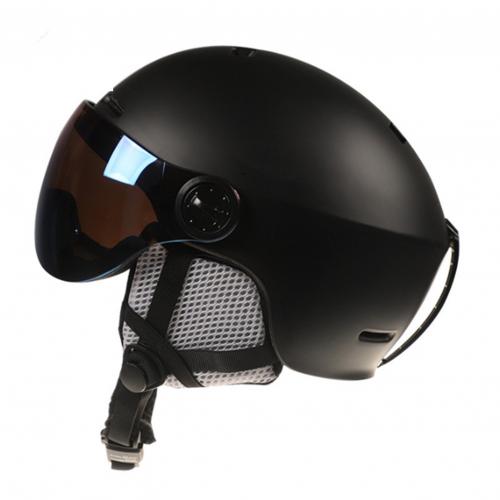 Homem feminino inverno esportes de neve esqui ciclismo integralmente moldado snowboard capacete de esqui ciclismo capacete capacete de snowboard: Matte Black / L