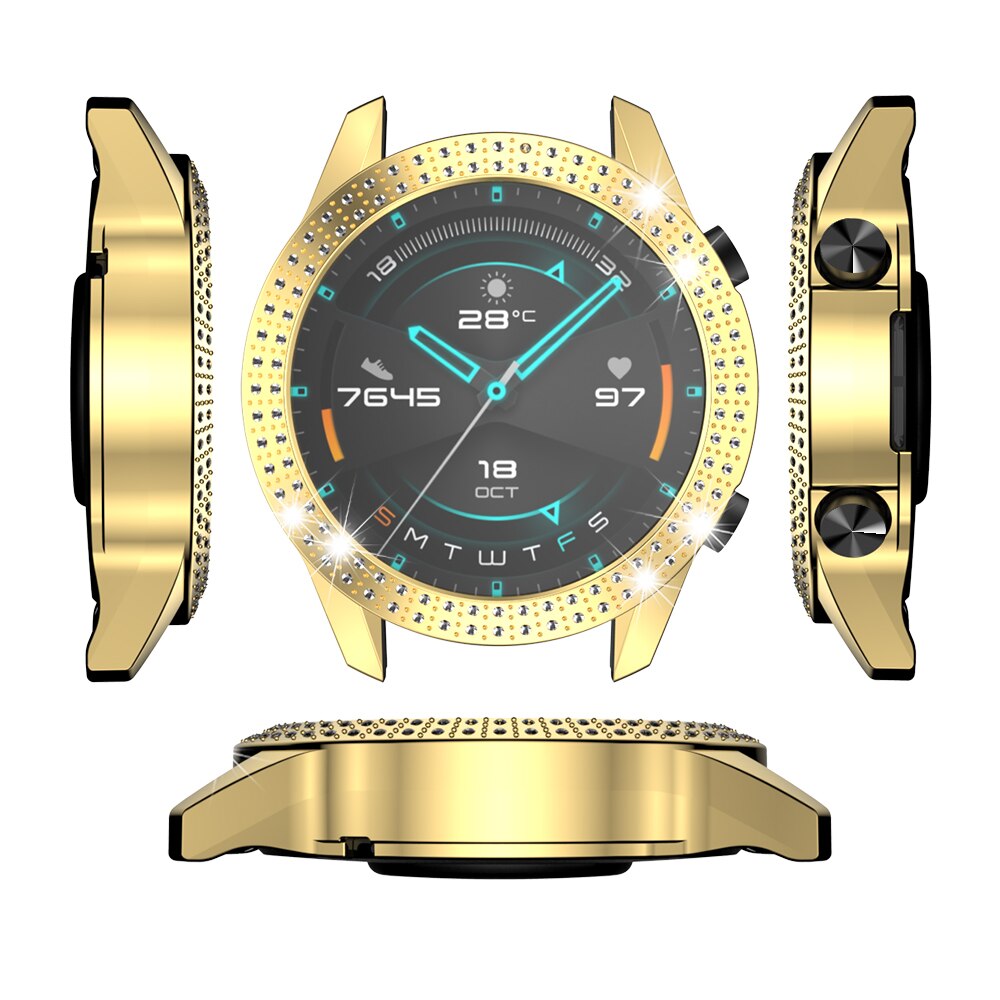 plating Silicone case For huawei watch GT 2E GT2E GT2 GT 2 46mm luxury screen protector smart band diamond coque fundas: Gold- / for GT2e