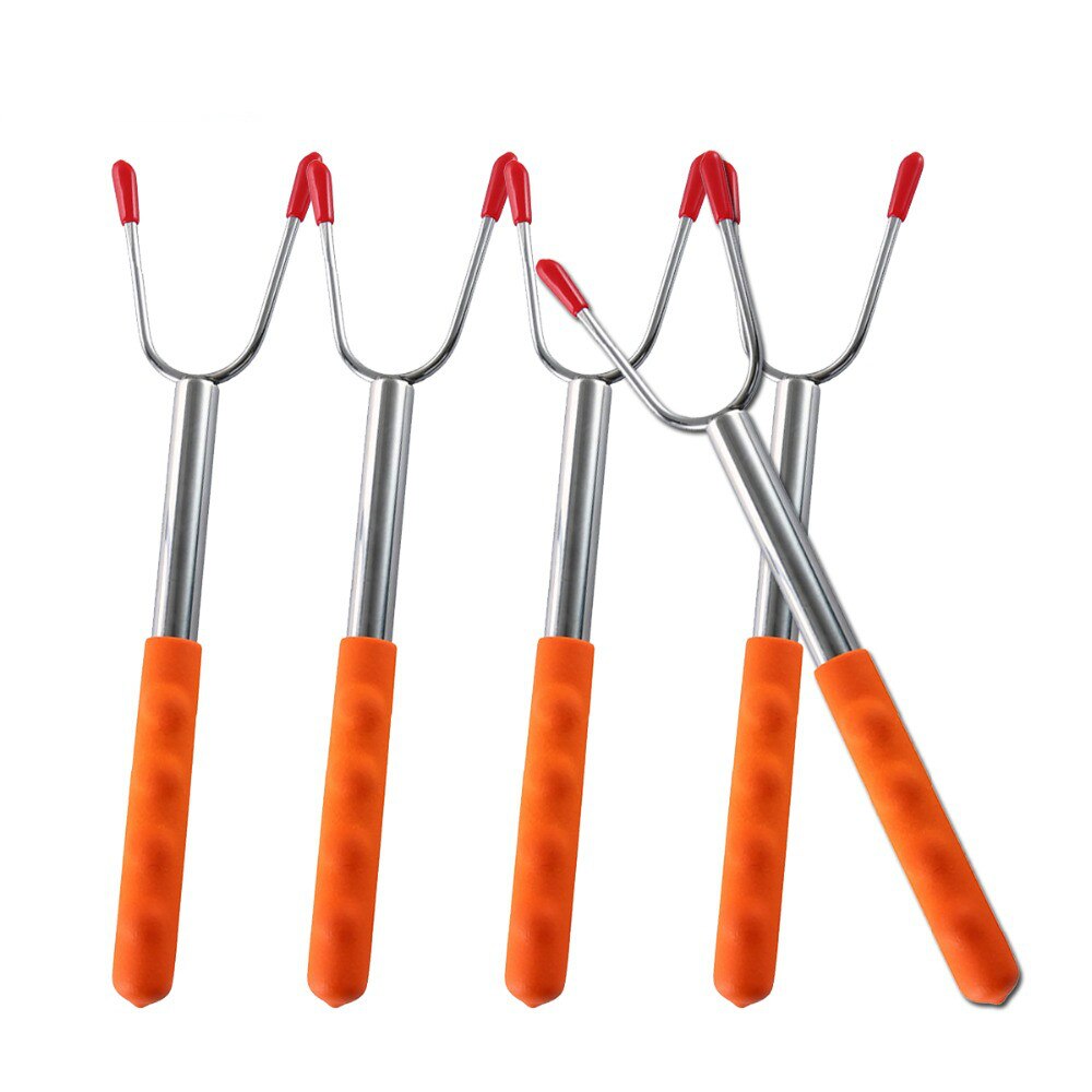 Utensilios para nubes o asado, pinchos telescópicos, tenedor de acero inoxidable extensible, Extra largo, 59"