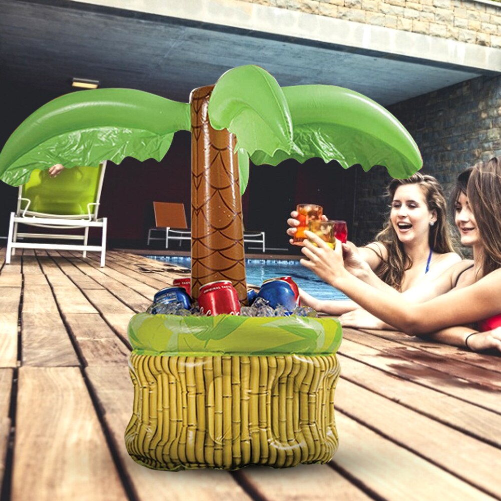 24inch Summer Swimming Pool Party Drinks Ice Bucket Coconut Palm Tree Inflatable Pool Float Beer Whiskey Drinking Cooler