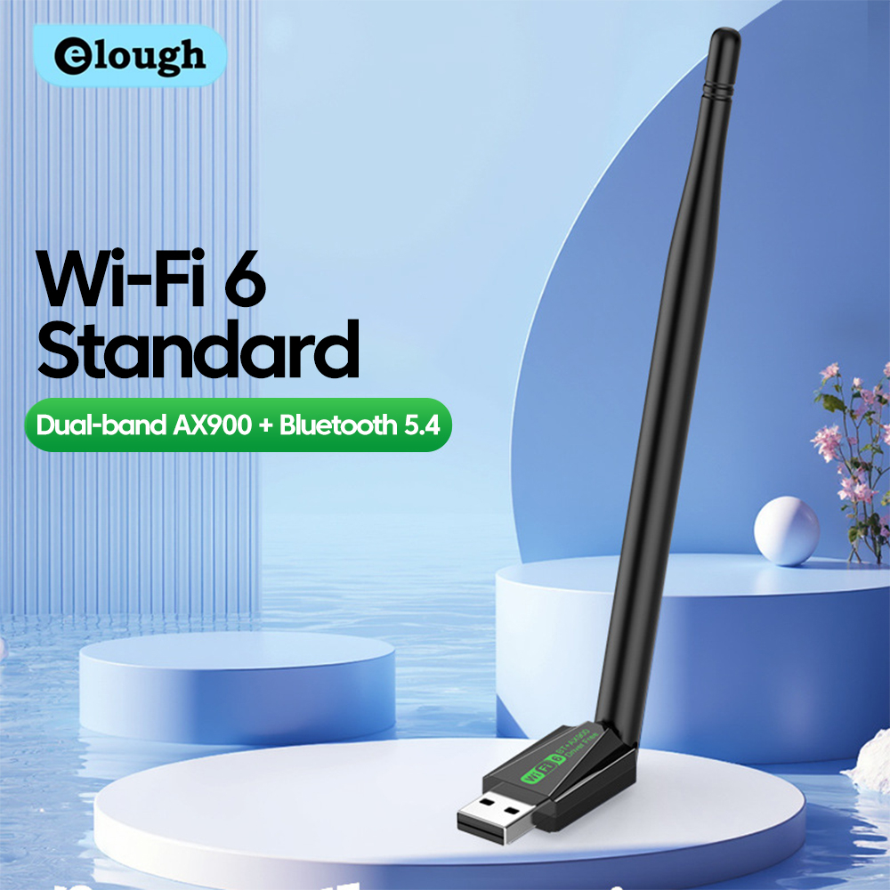 Elough WIFI 6 USB-Adapter AX900 Bluetooth 5.4 Netzwerkkarten-Dongle 2,4 G und 5 GHz Wi-Fi-Antennensignalempfang für PC Kostenloser Treiber