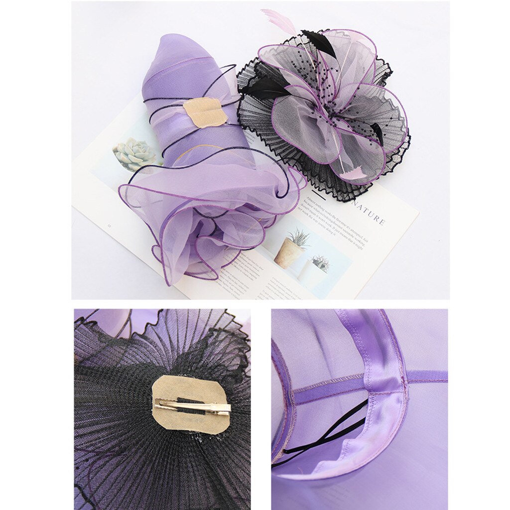 Kirche Kappen Hüte Frühling Sommer Gittergewebe Kappen Für Frauen Damen Blume Kunstseide Große Breite Elegante Sonne Hüte Headwear # g3