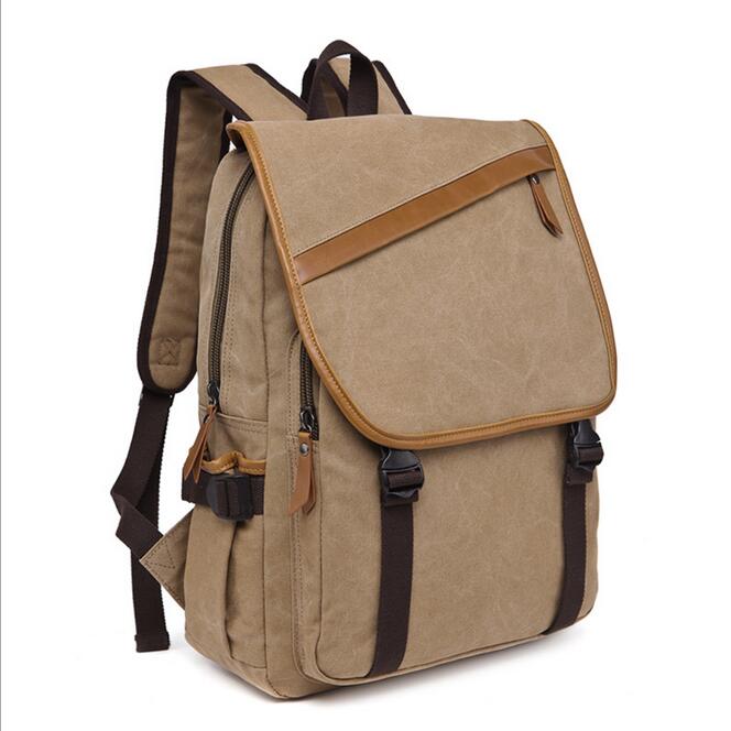 070917 men backpack double shoulder school canvas bag: C3