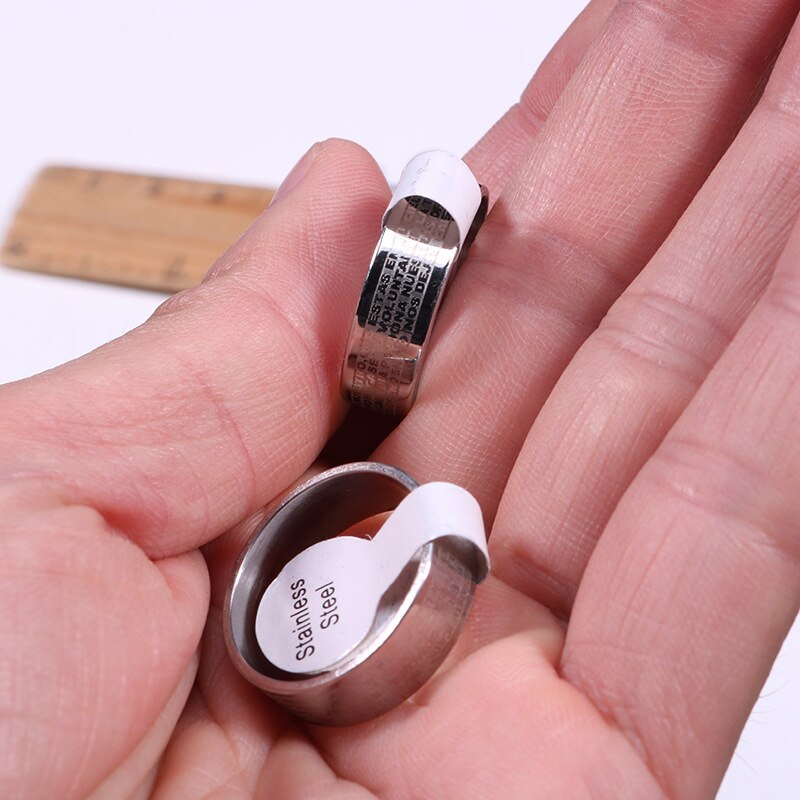 Men's Stainless Steel Cross Scripture Ring Silver Color Male Charming Jewelry Smooth Finger Rings
