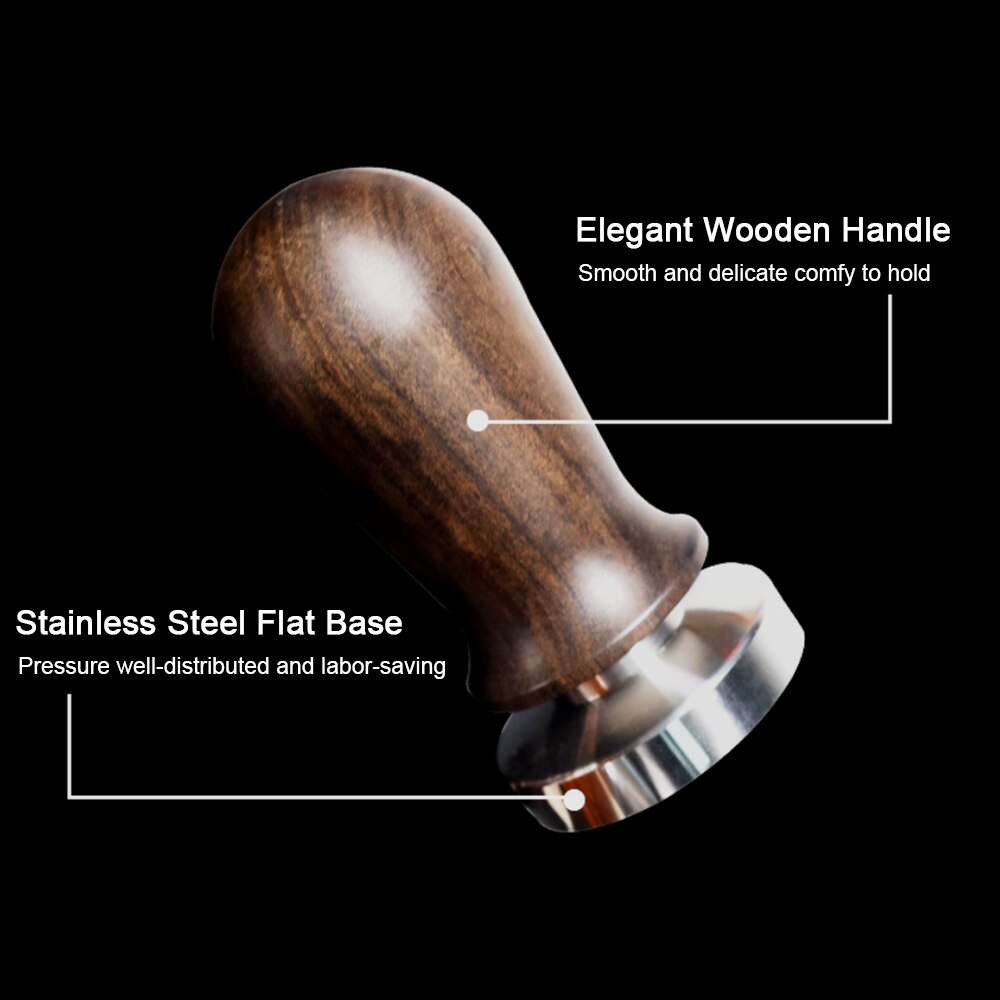 Calibrated Tamper Coffee Press Tool, 51/53/58mm Coffee Tamper with 304 Stainless Steel Base & Solid Wood Handle