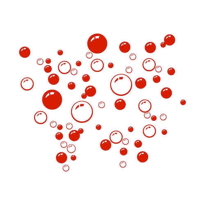 Cute Bubbles Wall Stickers Bathroom Shower Kitchen Art Decals Removable Waterproof Wallpaper Kids Bedroom Home Decor: red