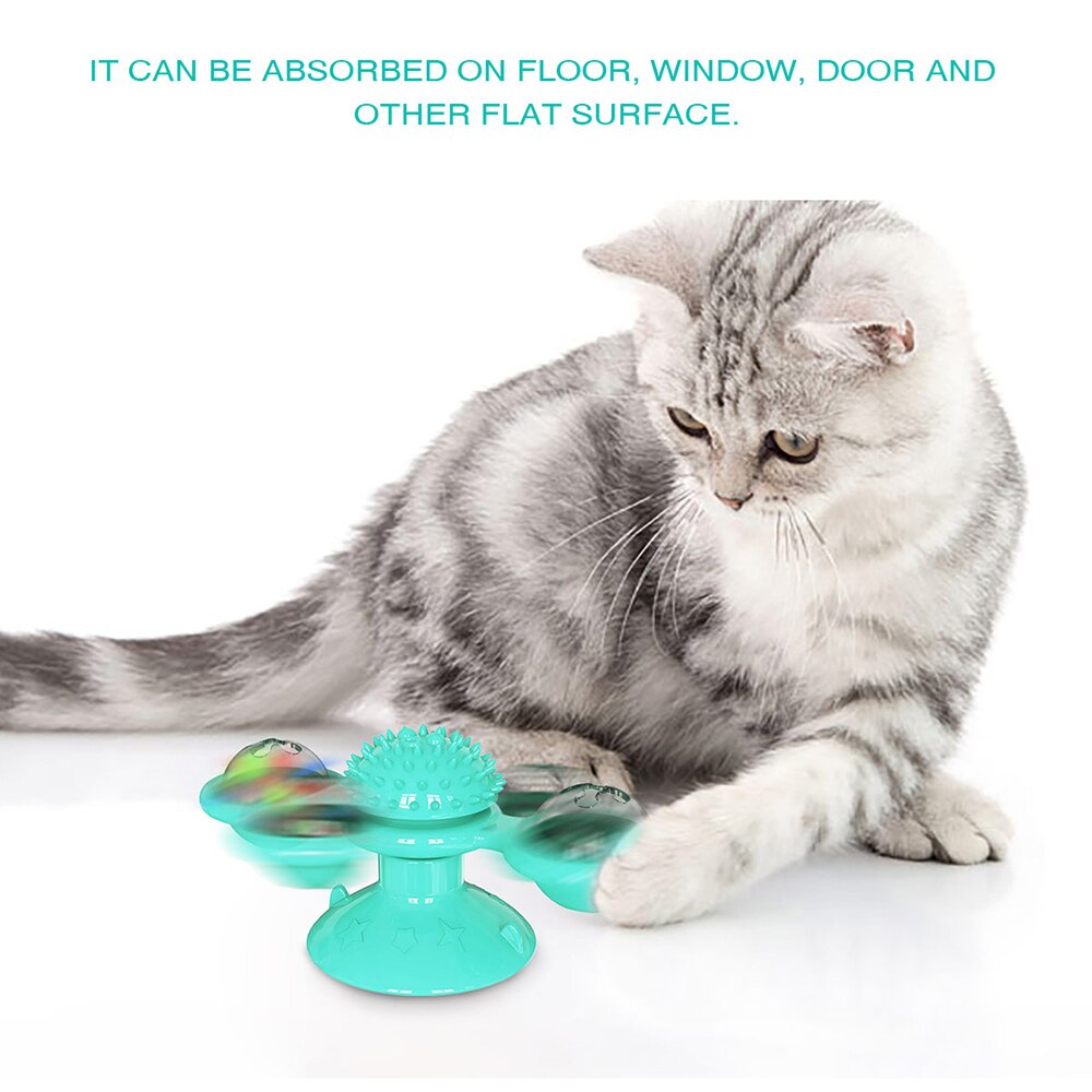 Moulin à vent pour chat, jouet de Massage rotatif amusant, boule LED d&#39;herbe à chat, nettoyage des dents, produits pour animaux de compagnie, directe