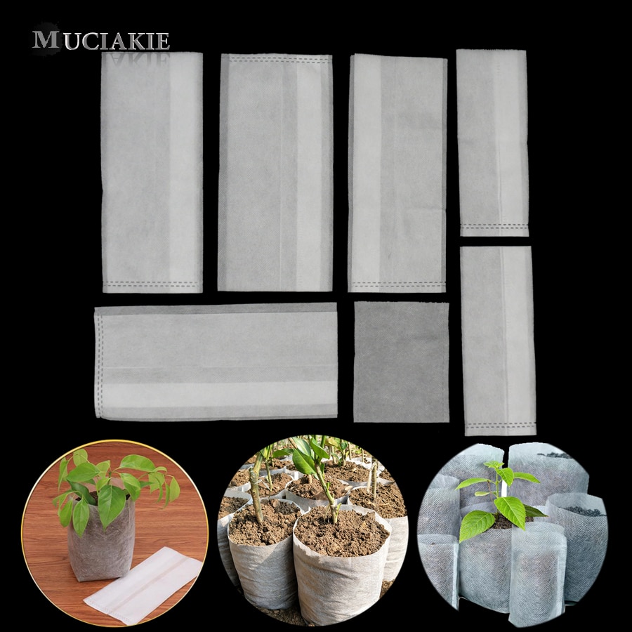 100PCS Plant Fiber Nursery Pots Seedling Raising Bags Plants Pouch Fiber Nursery Pots Garden Supplies