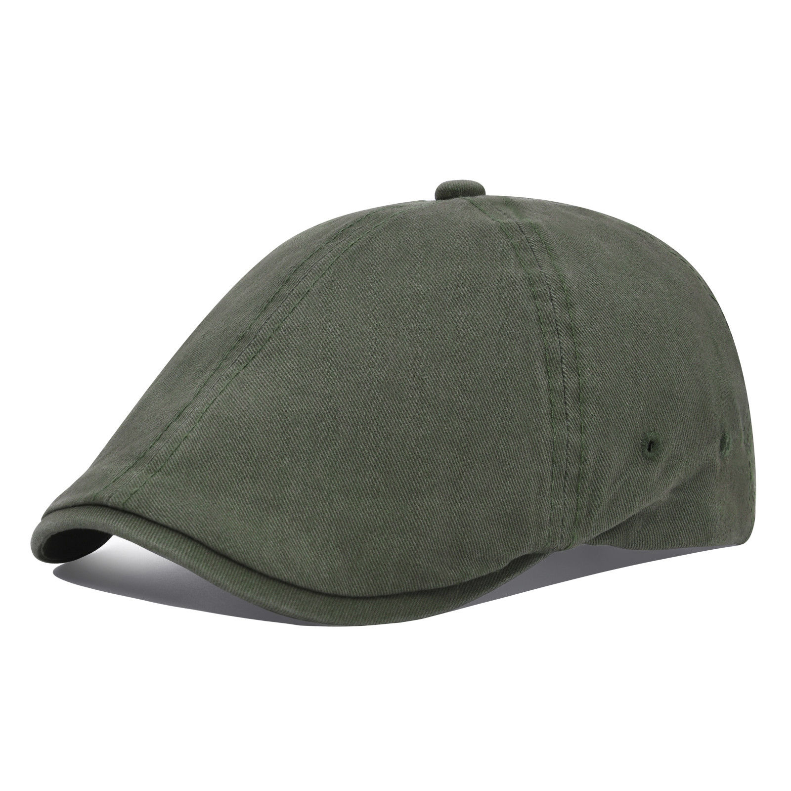 VOBOOM – bérets en coton pour homme et femme, casquette plate en sergé de coton, style Cabbie, décontracté, ajustable, élastique, printemps été: vert militaire