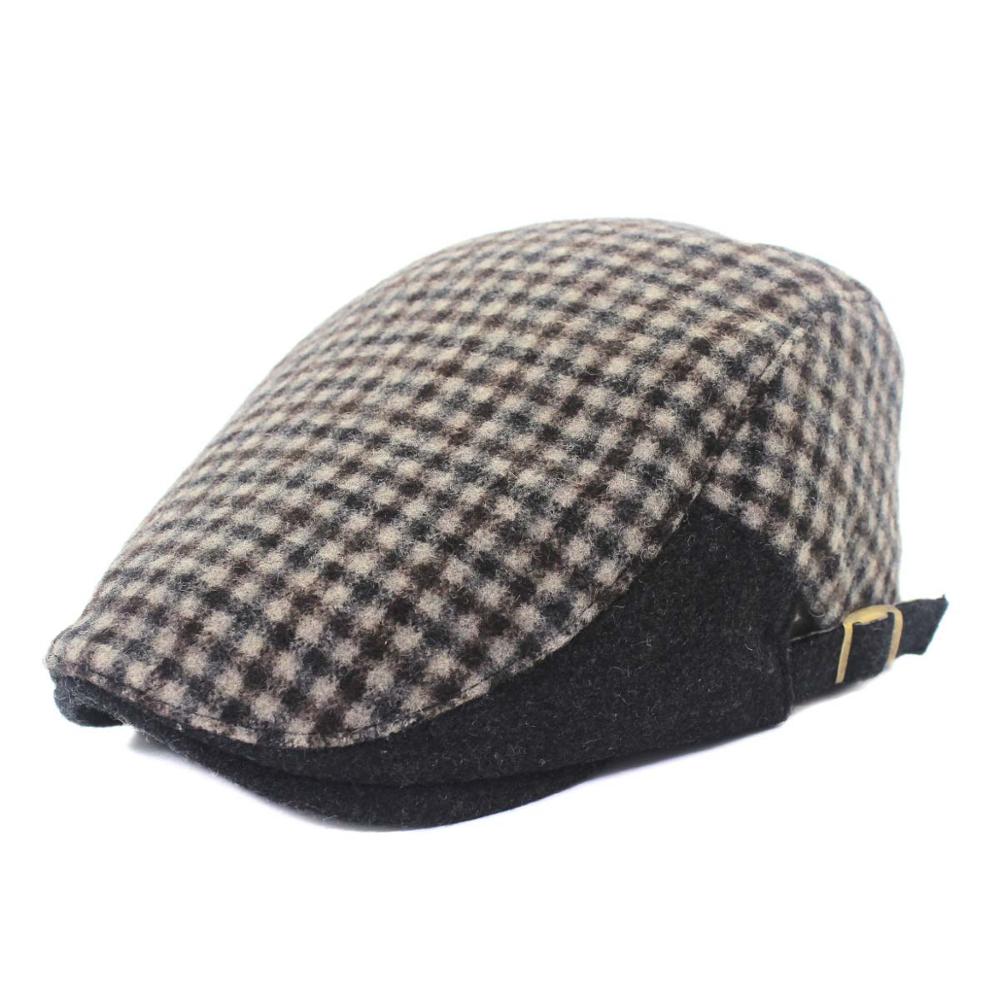 Outfly Wool Flat Cap for Men Winter Men's Berets Warm Peaked Cap Gentleman Hat: brown